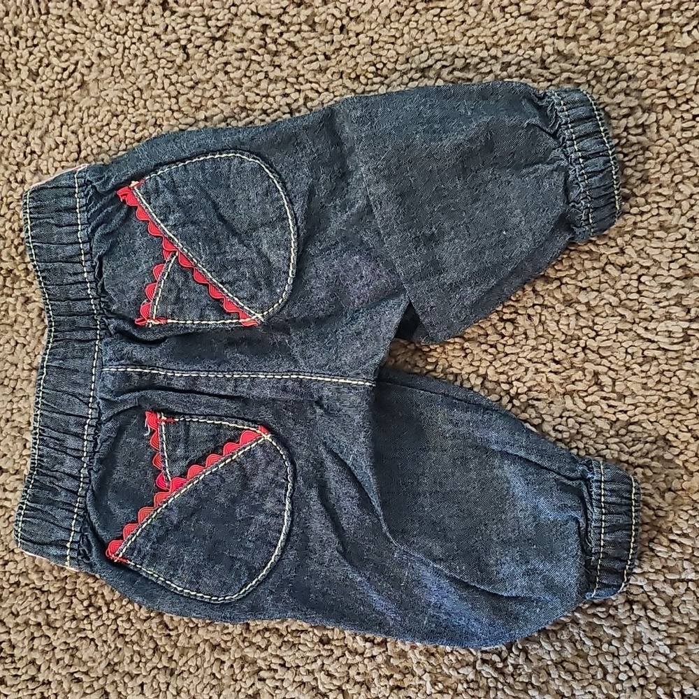 Gymboree Tulip Onesie With Embroidered Denim Pants And Matching Leggings - Picture 9 of 9